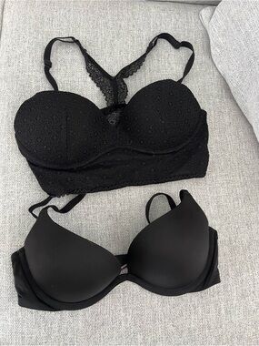 2 Victorias Secret Black Bras 32B & 32C